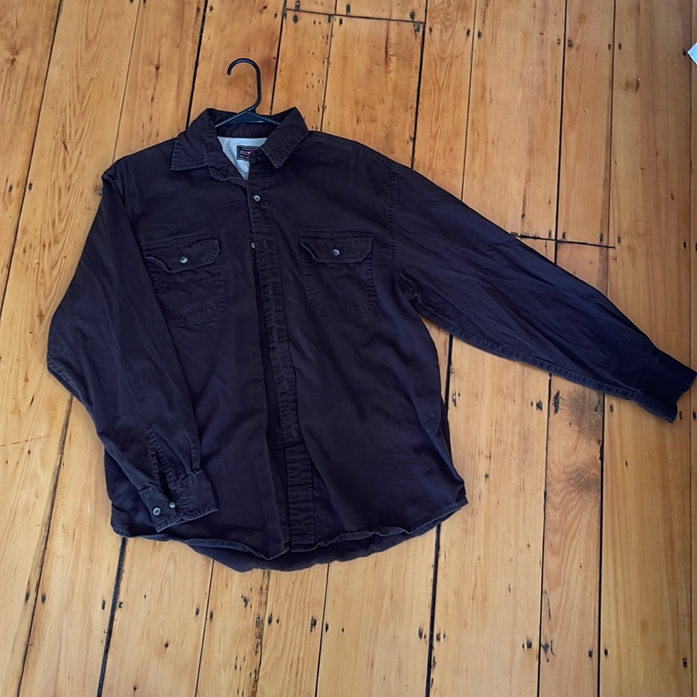 Wrangler brown mens button down shirt